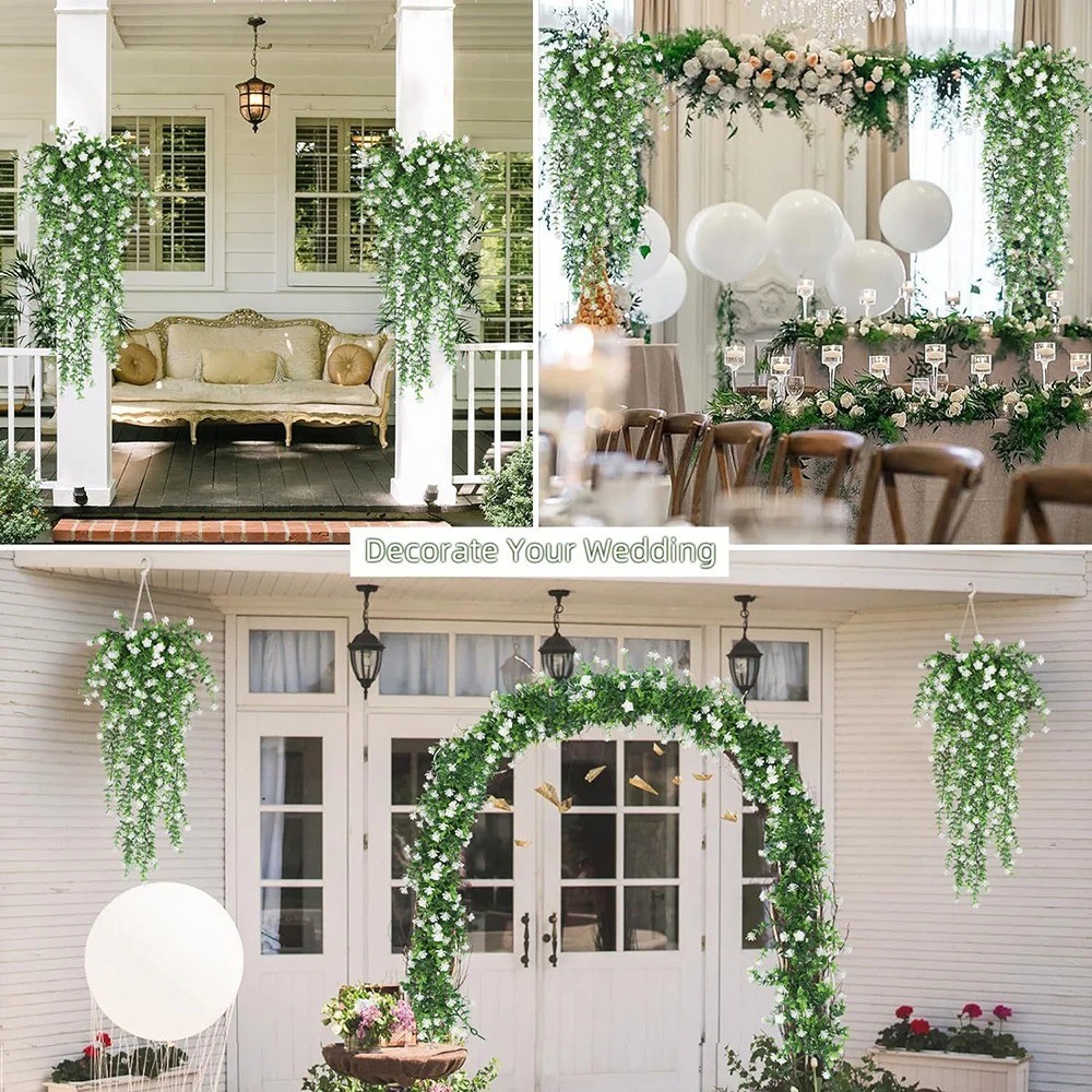 Artificial Morning Glory Vines UV Resistant Hanging Flowers Outdoor Decor US