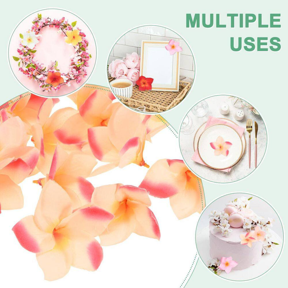 0.04 In. Artificial Champagne Red Indoor Outdoor Plumeria Silk Flower Heads for