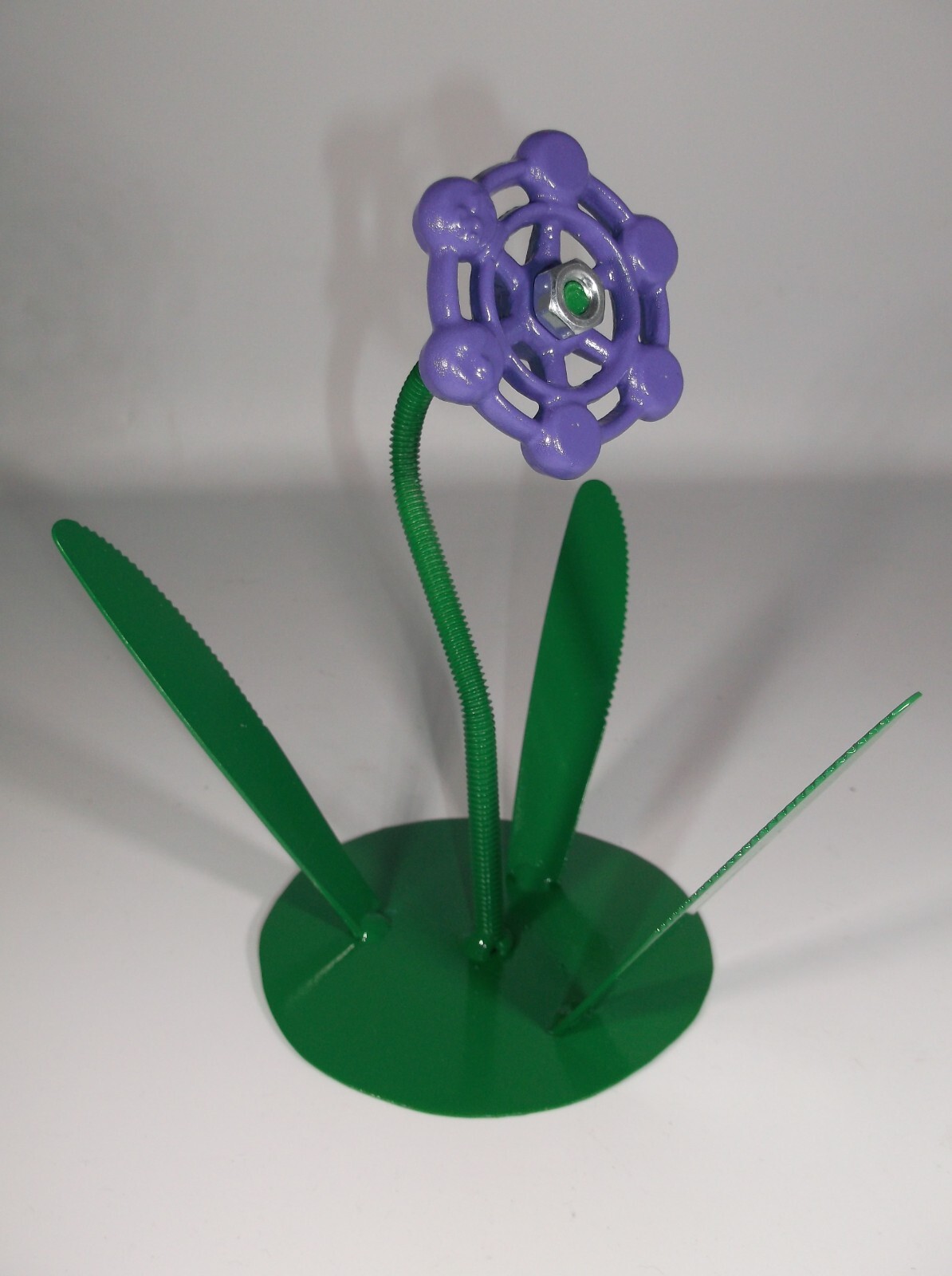 Purple Metal Flower, Faucet Handle Flower Metal Art, miniature Gift ideas