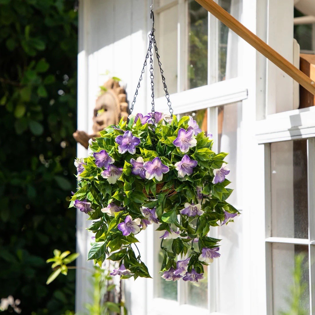 27” UV Resistant Artificial Azalea Hanging Basket Indoor/Outdoor