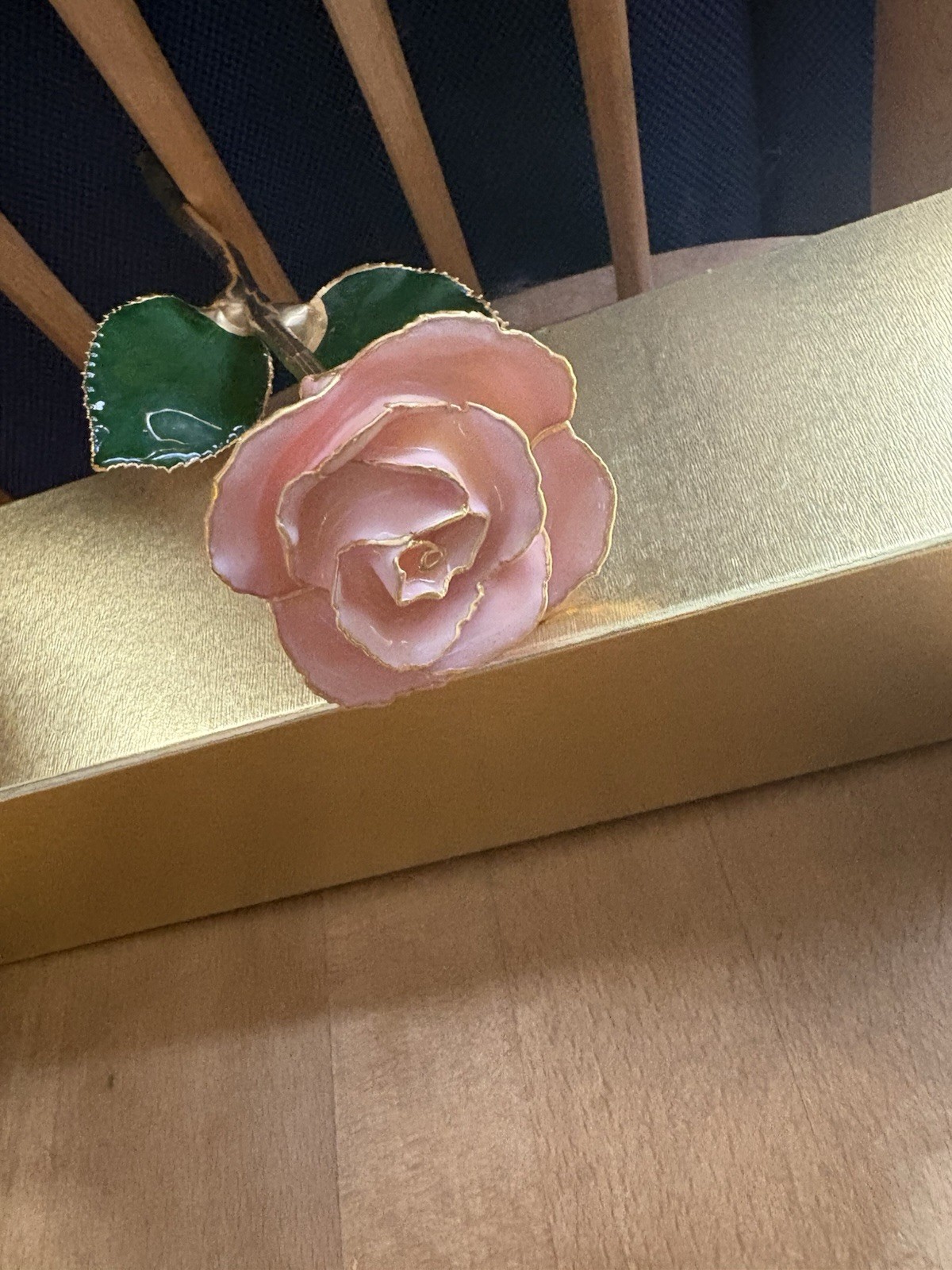 Real Rose Dipped In 24k Gold Pink Rose Flower Boxed Original Keepsake