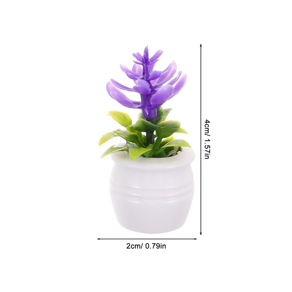 9Pcs Miniature Dollhouse Plastic Potted Plants Assorted Color Durable Decoration