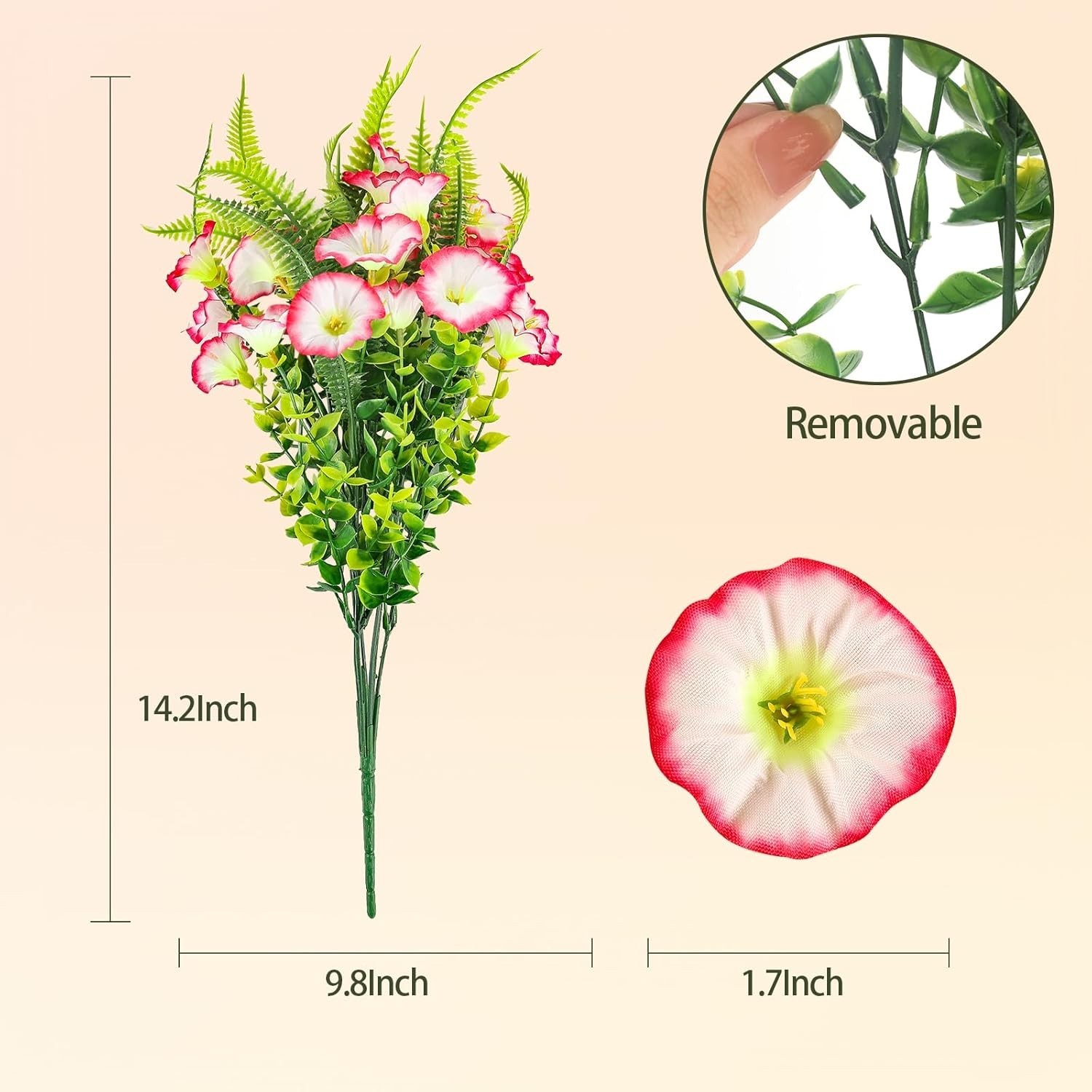 Artificial Flowers Pink 12 Bundles UV Resistant Petunias Indoor Outdoor