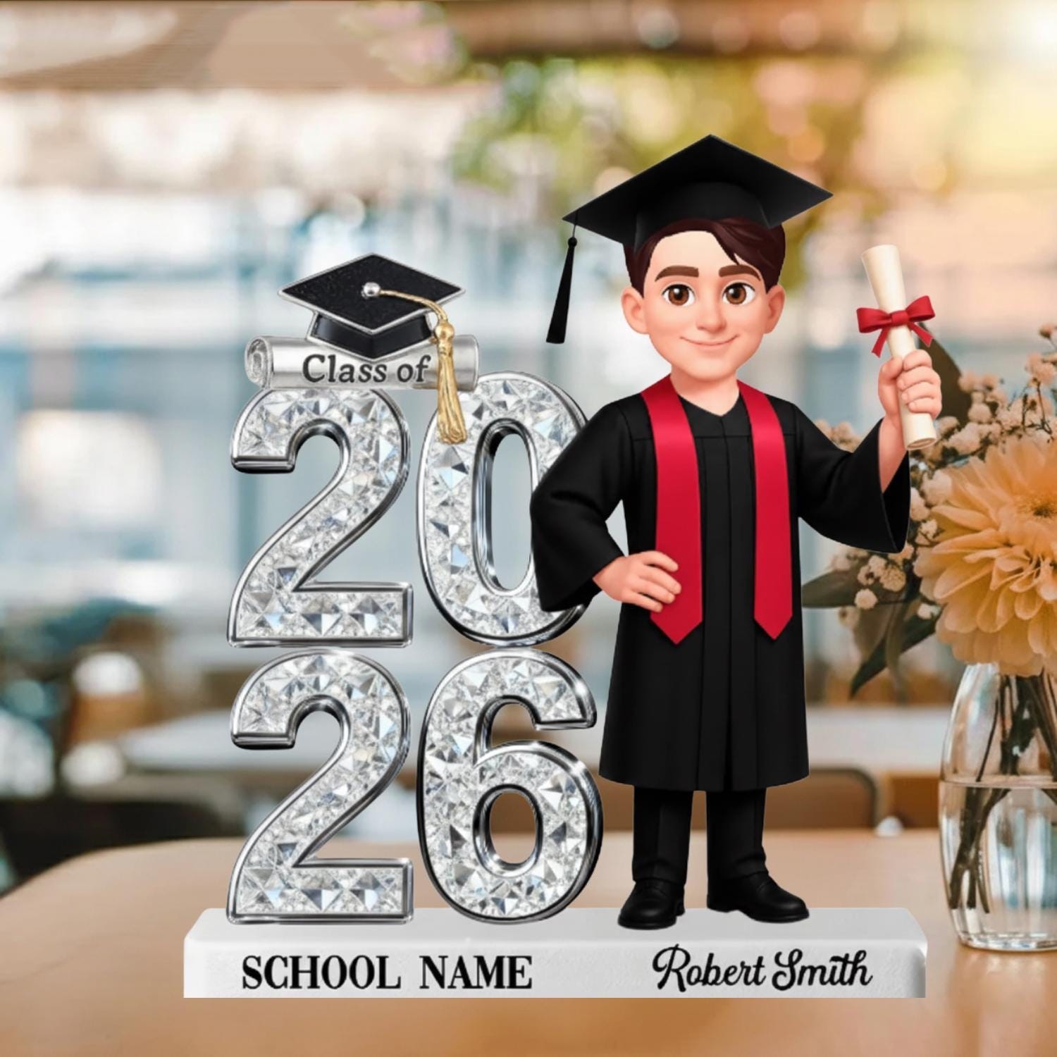 Personalized Crystal Effect Class Of 2026 2027 Senior 2D Flat Acrylic Block