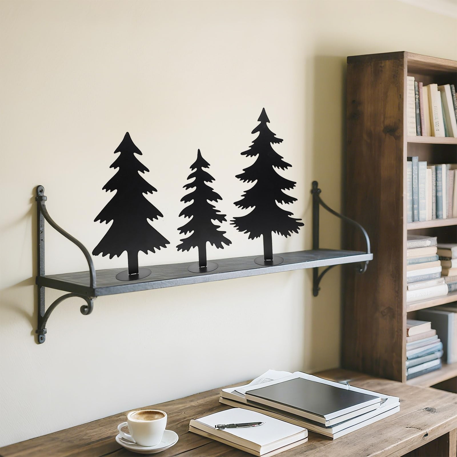 Farmhouse Metal Pine Tree Decor – Rustic Minimalist Cabin Woodland Forest Acc…