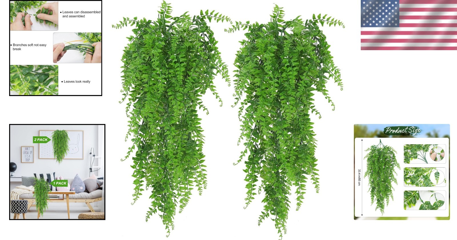 Versatile Artificial Hanging Plants – Perfect for Any Room or Garden Setting