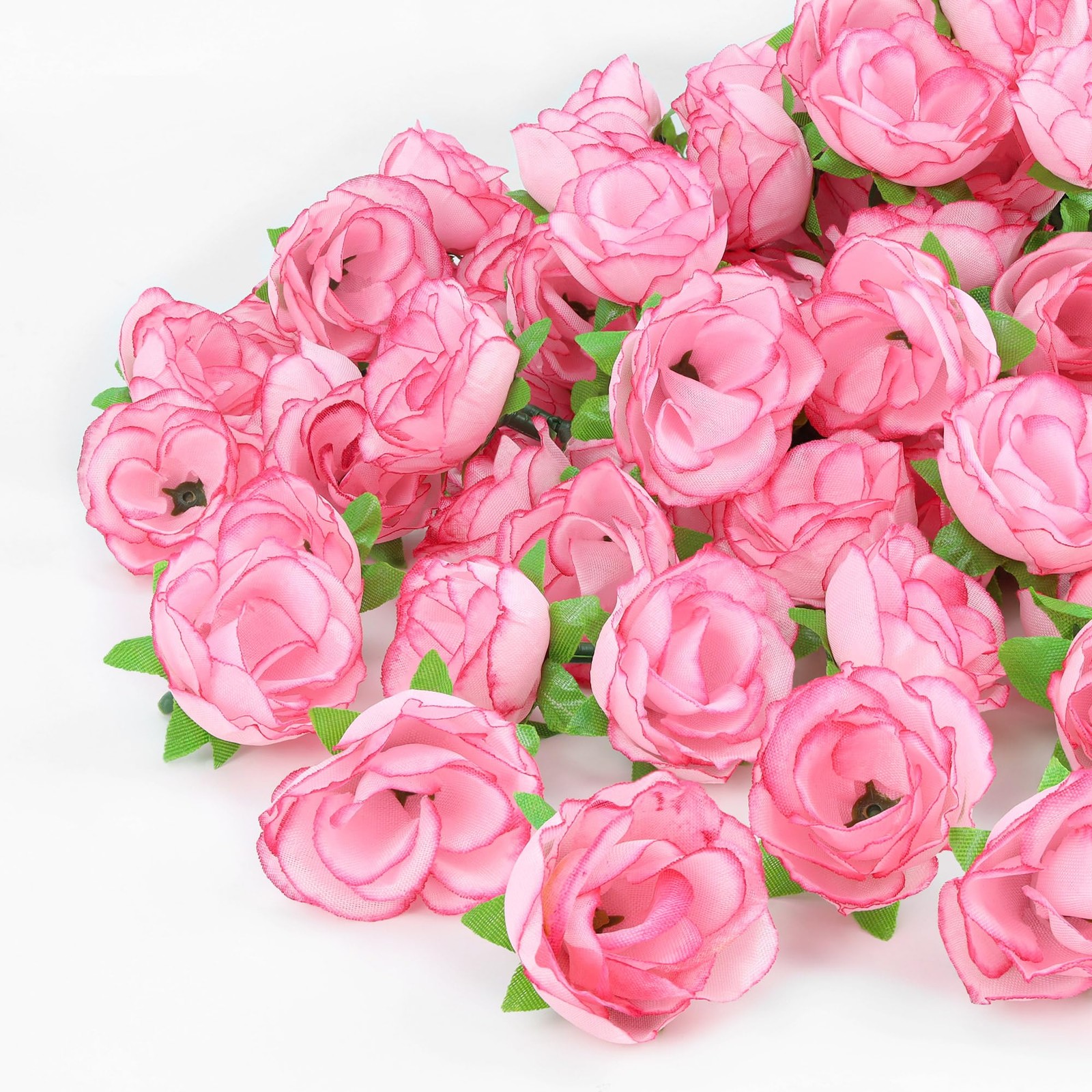 100 PCS 1.3 Inch Pink Roses Artificial Silk Mini Fake Flower Heads DIY Decor