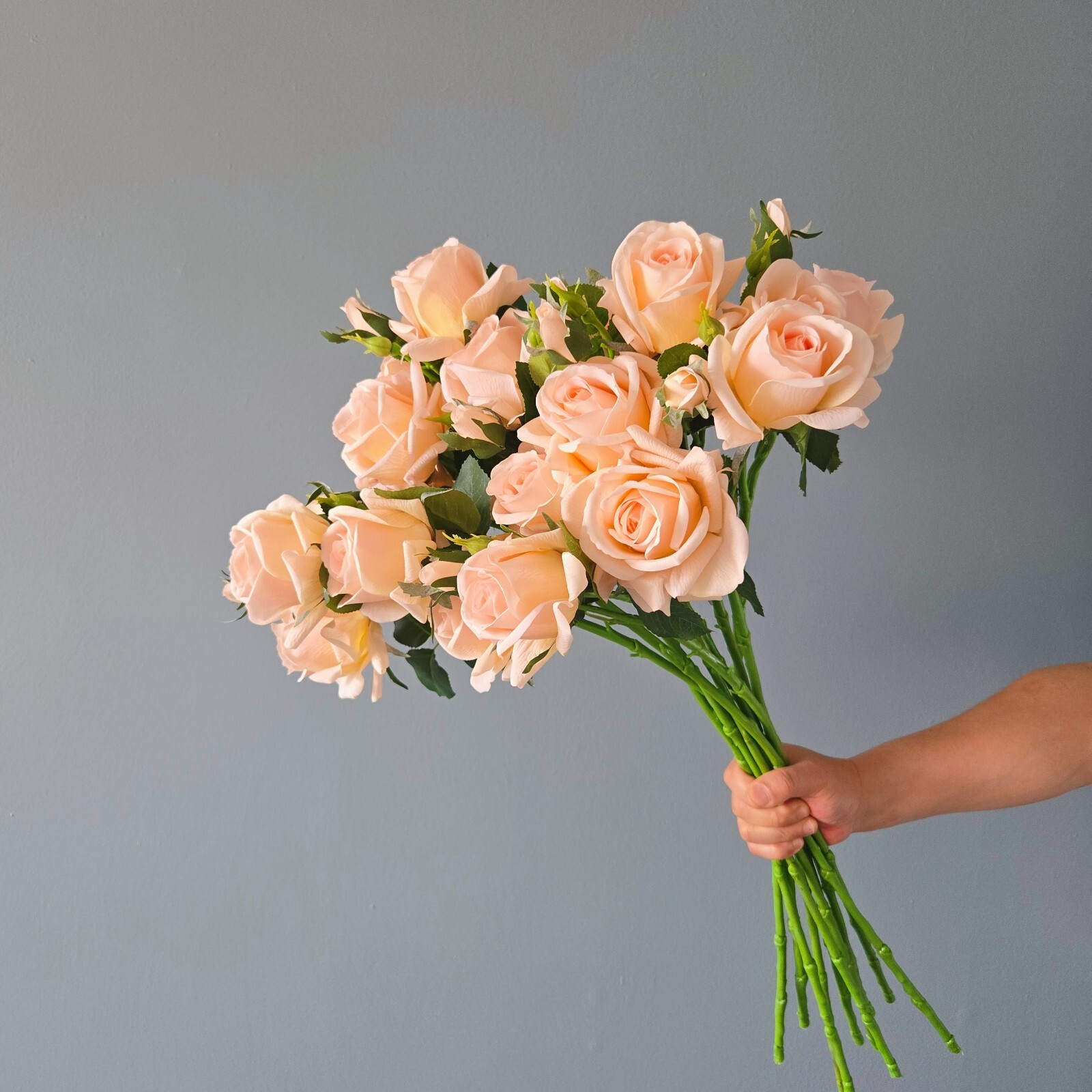 10pcs Artificial 3-Head Roses –Each Stem Features 2 Full Blooms and 1 Bud