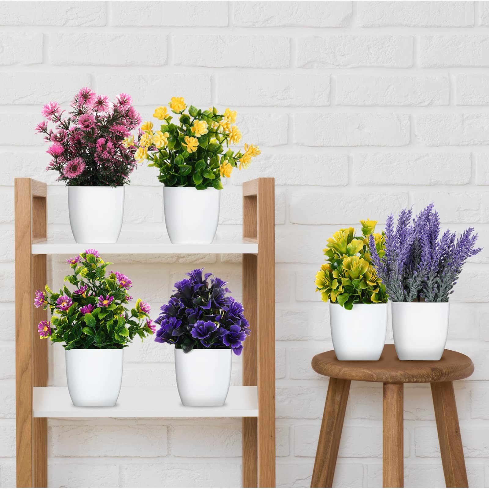 16 Pcs Small Fake Plants Artificial Potted Plants Faux House Plant Mini Pot P…