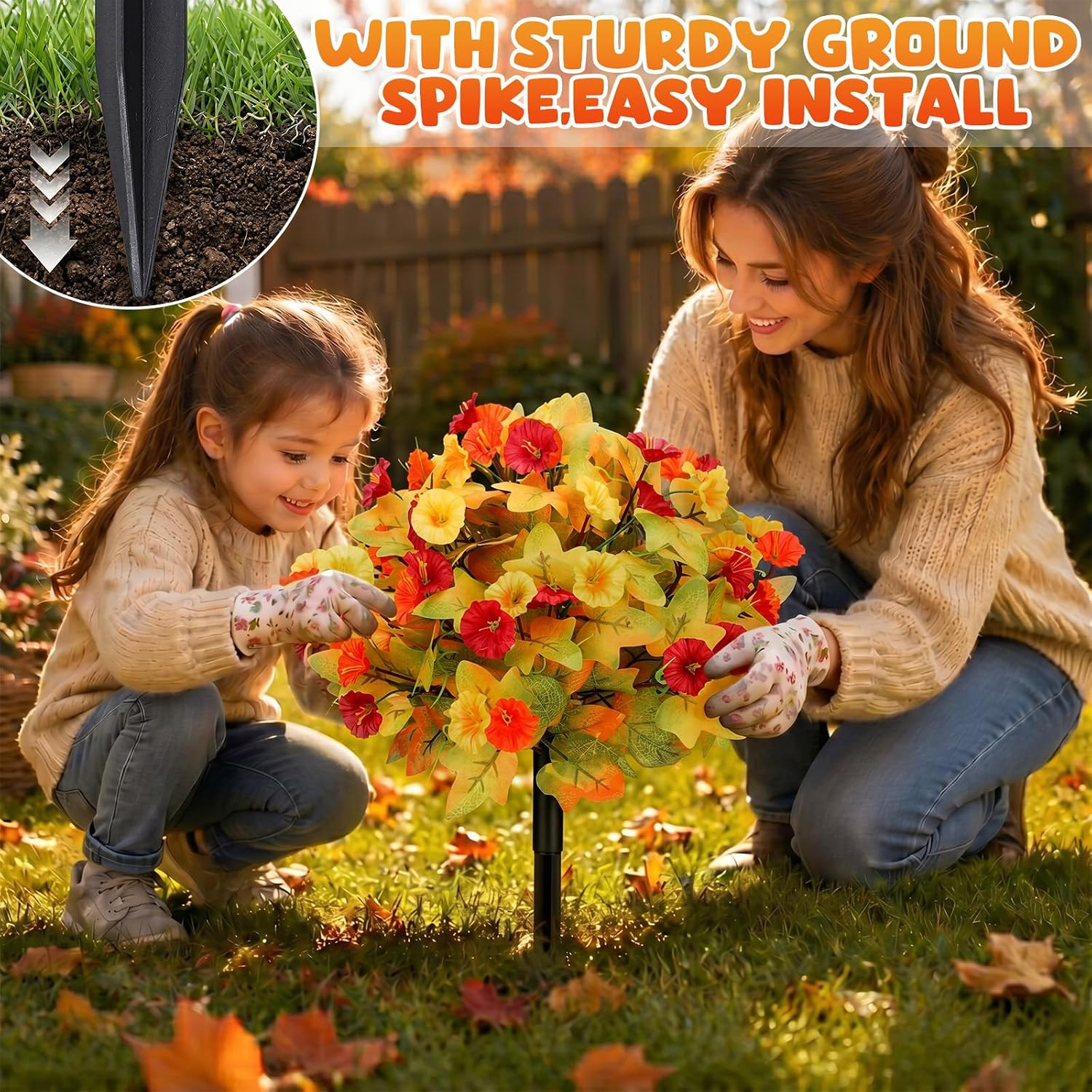 2 Pack 19.7″ UV Resistant Artificial Fall Petunias for Garden Decor