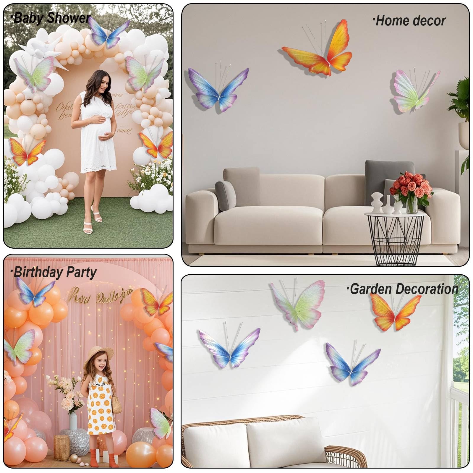 3Pcs Silk Butterfly Decorations,19.6″ Large Butterfly Wall Decor,Mariposas Gr…