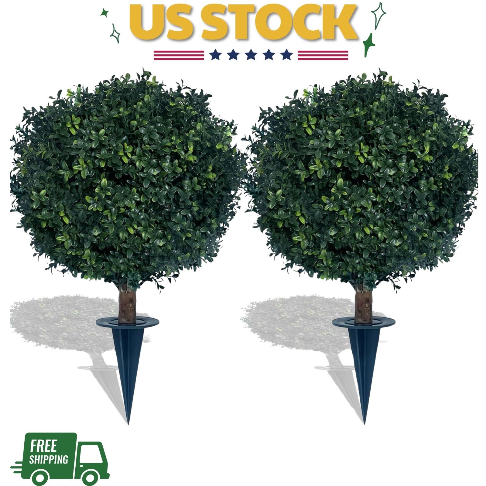 NEW 27″ Artificial Boxwood Ball Bush UV Resistant Indoor Outdoor Decor 2Pk