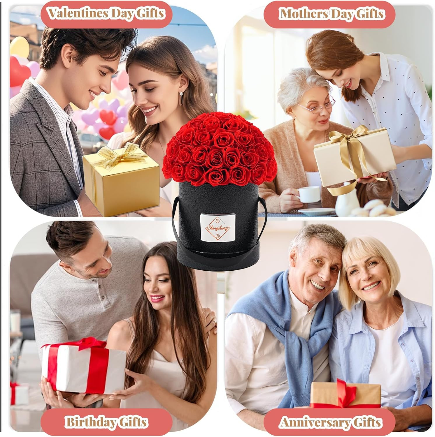 Flowers Roses Forever Gifts for Women – 49 Preserved Flowers Real Roses Birthday