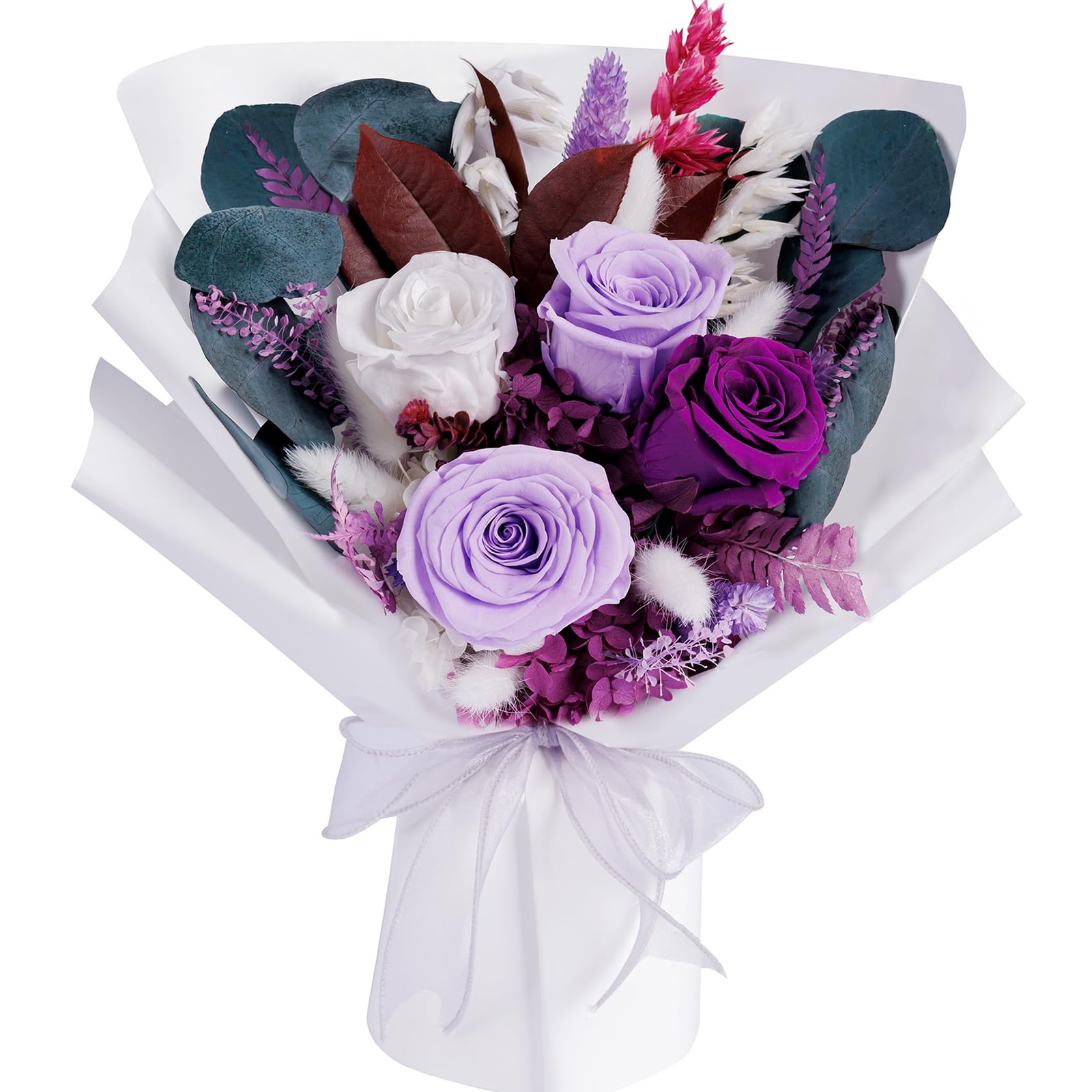 Flowers Gifts for Mom, Flower for Delivery, Preserved Roses Bouquets, Purple …