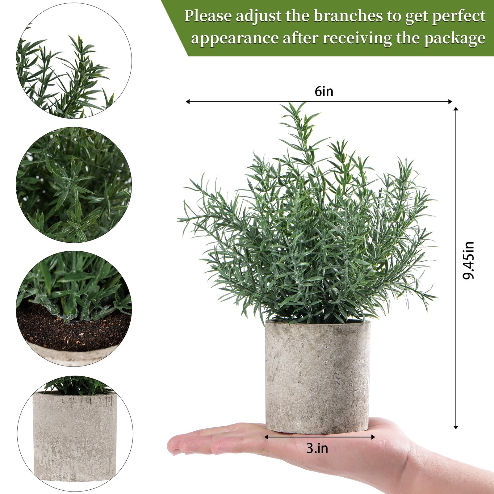 2 Pack Small Fake Plants Rosemary Potted Artificial Plants for Shelf Desk Hom…