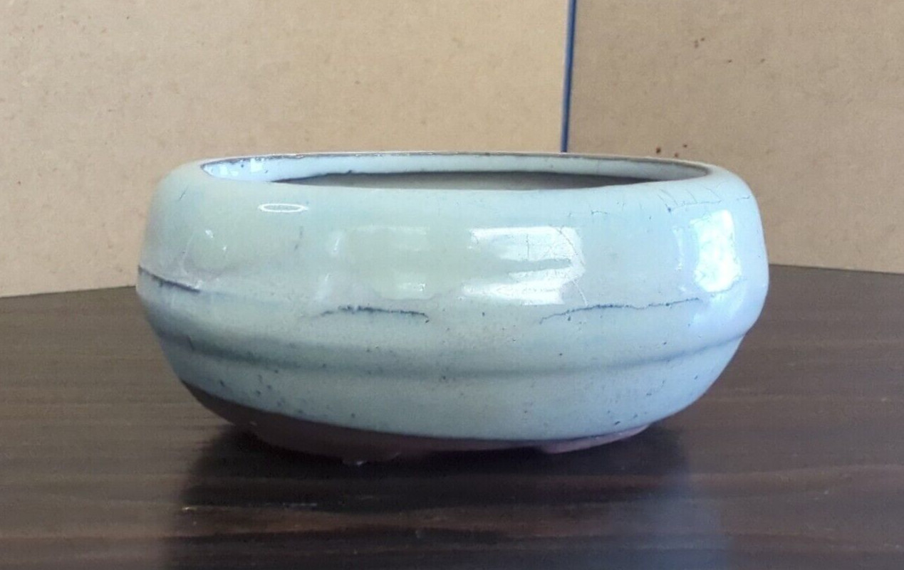 Bonsai Dish, Minty Blue Glazed, Stoneware, Handmade, Planter