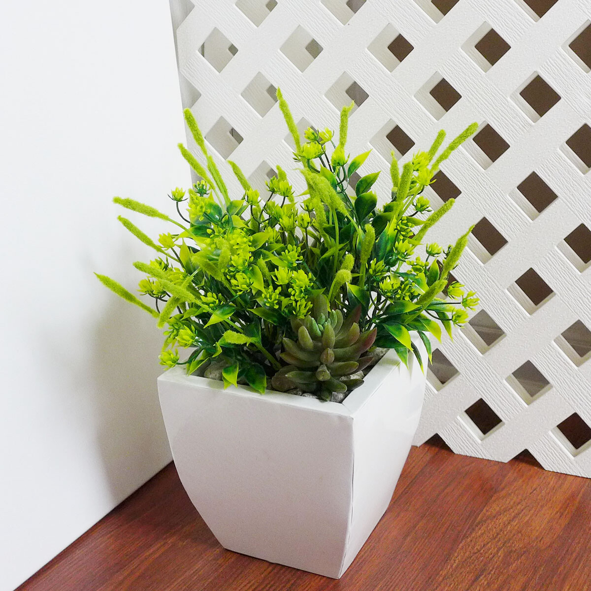 Artificial Plants Yellow Flower Plastic Grass Home Garden Decoration 4 Pcs (#89)