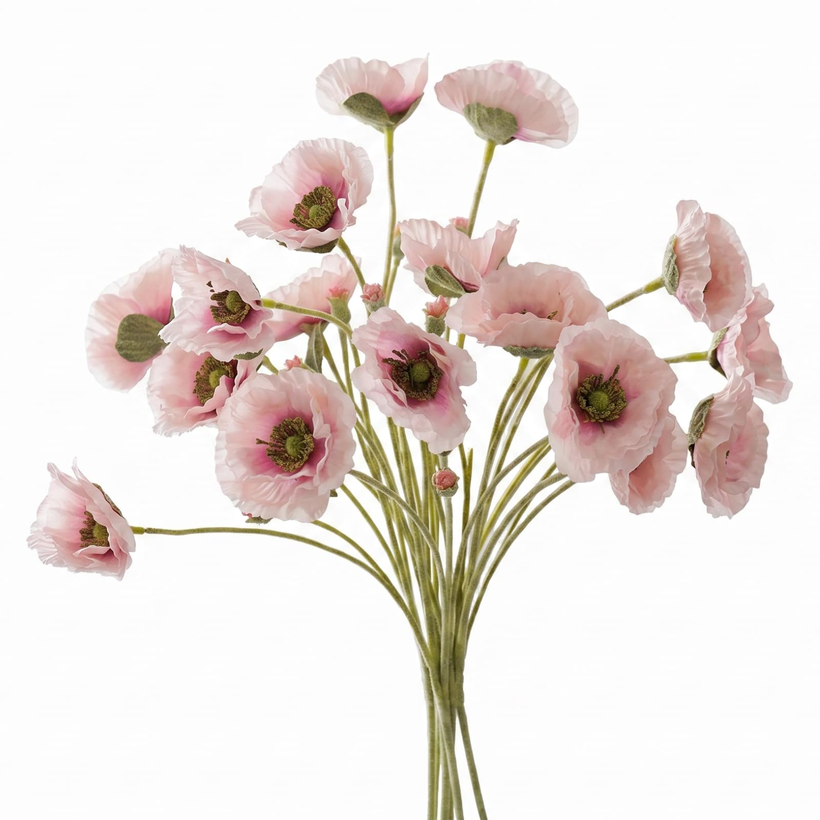 Artificial Poppy Flowers 26.4″ – 6Pcs Faux Silk Poppy Stems with Ruffled Peta…