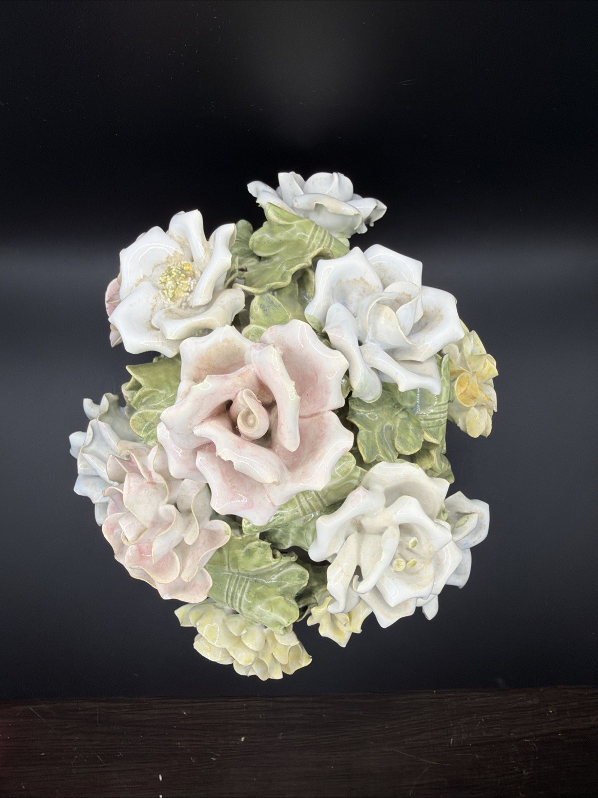 Porcelain Deane Taylor Import Capodimonte Italy Multi Color Flowers 7” Tall