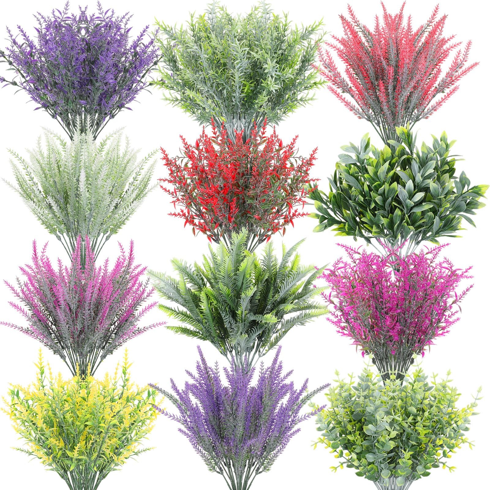 36 Bundles Artificial Flowers Flocked Plastic Flowers Artificial Frosted Gree…