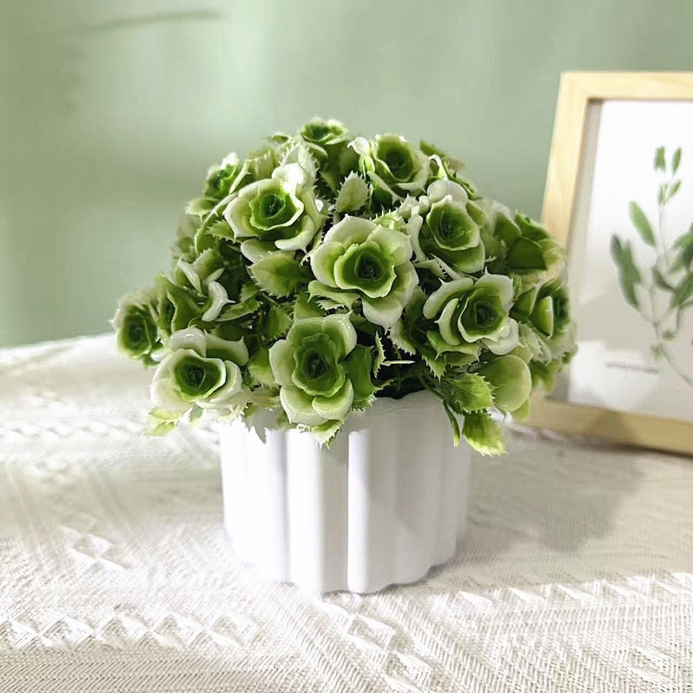 Artificial Bonsai Decor Plastic Rose Blossoms for Tabletop Desk Styling