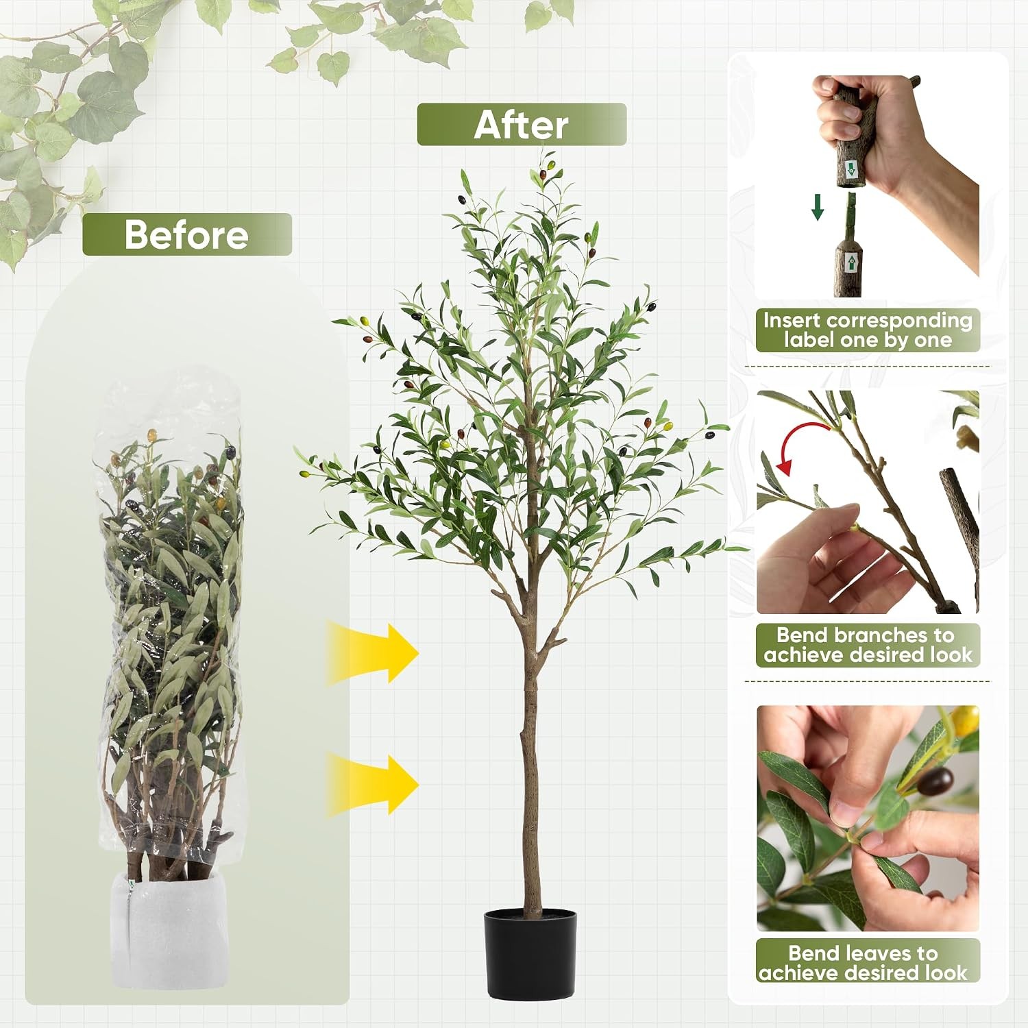 2-Pack 5 FT Olive Tree Artificial Indoor Faux Olive Trees with Planter Fake