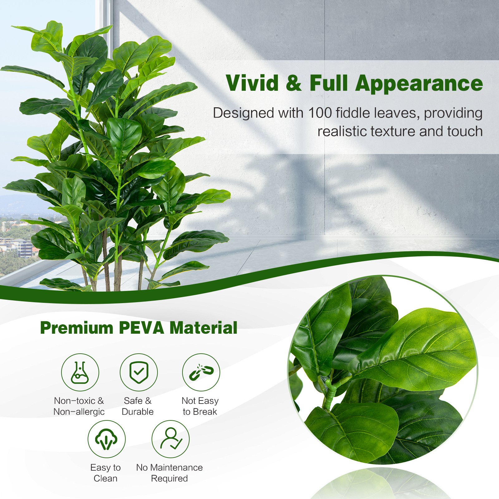 51″ Artificial Tree 2-Pack Artificial Fiddle Leaf Fig Tree for Indoor Outdoor