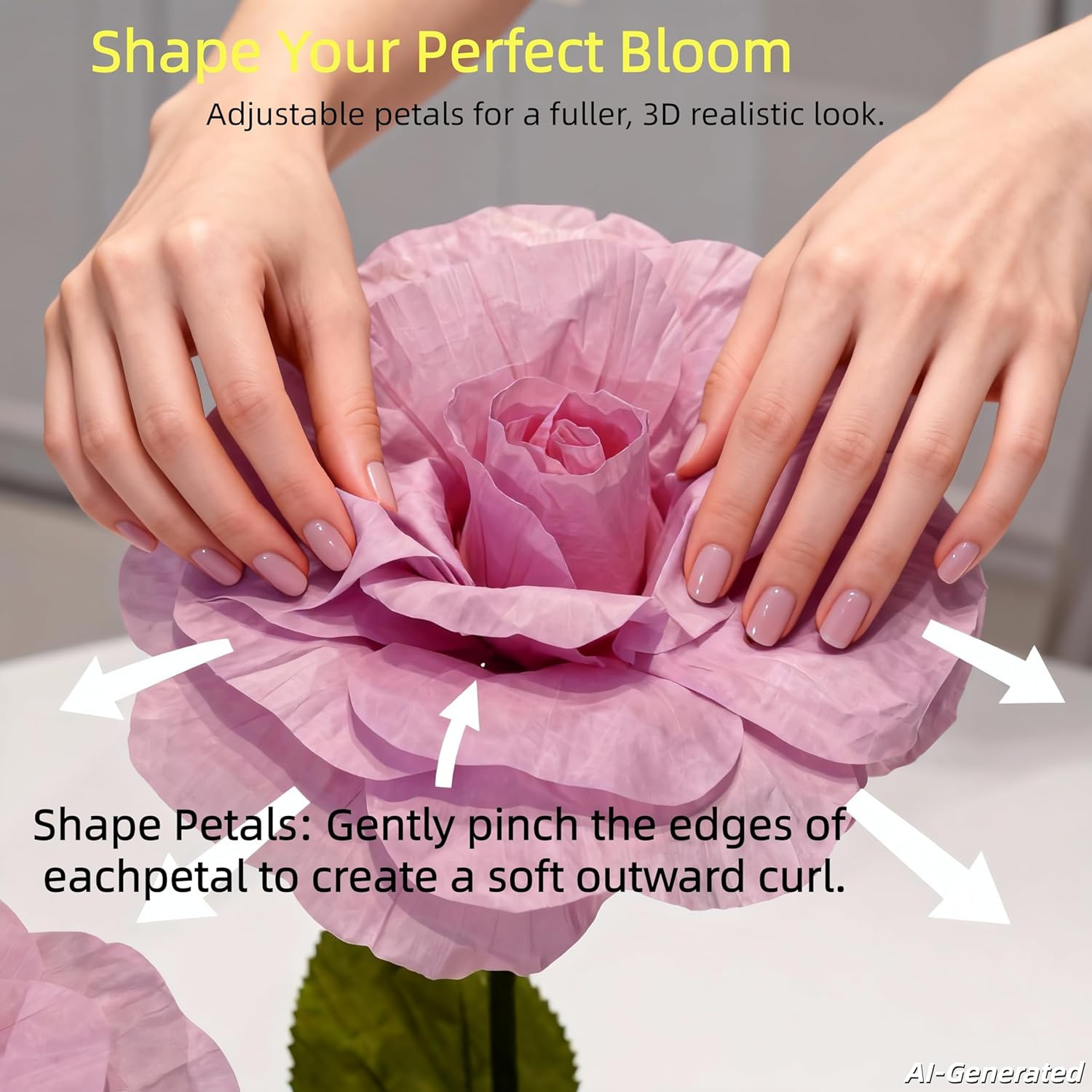 Giant Artificial Rose Decor, Oversized Standing Flower for Wedding Receptions, P