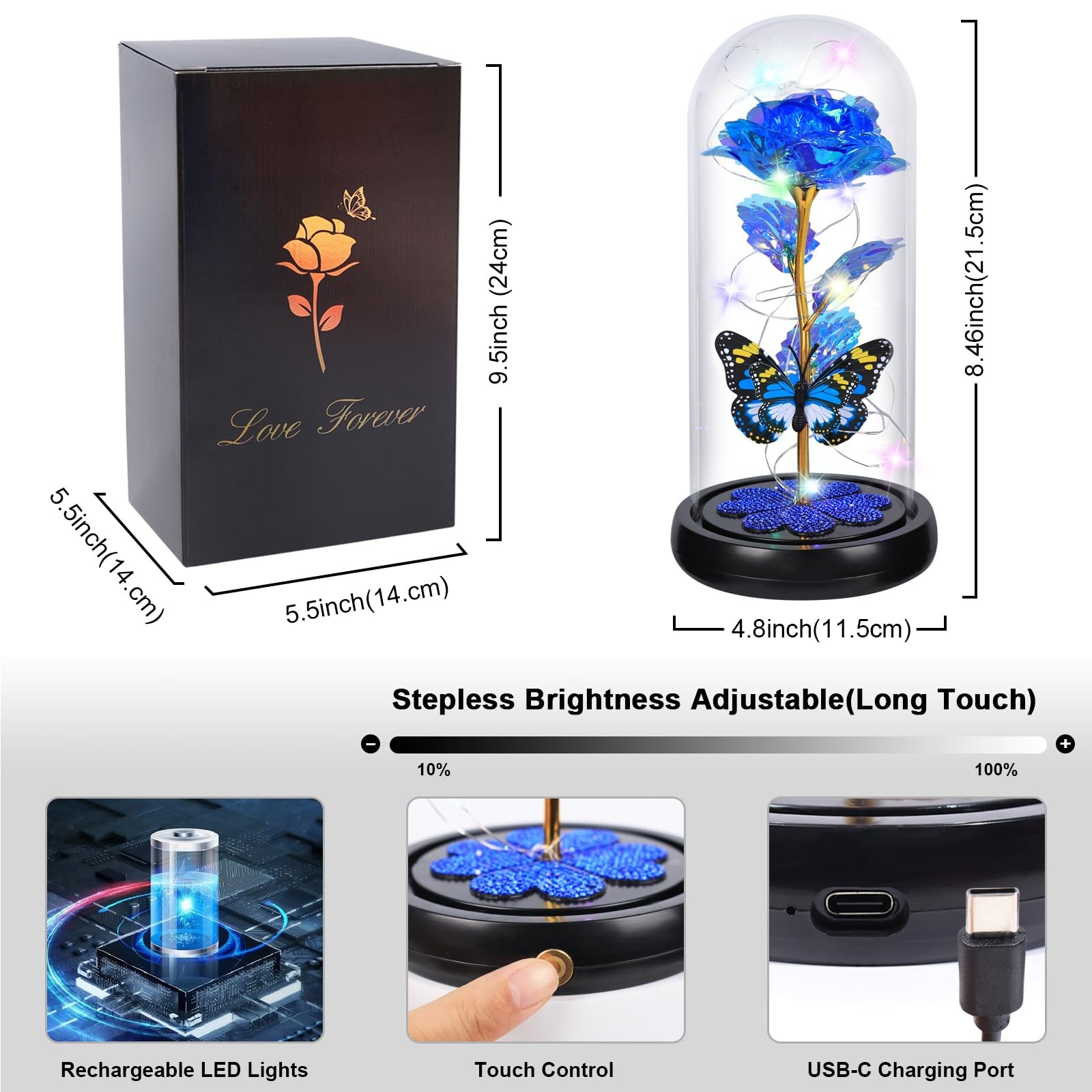 Mothers Day Rose Gifts for Mom Birthday Gift for Women, Rechargeable Galaxy G…