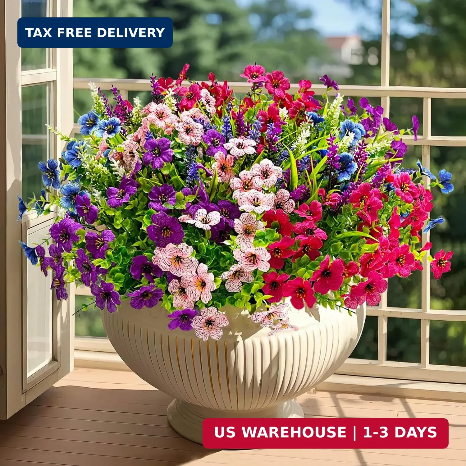 20 Bundles Artificial Flowers for Outdoors Decoration Fake Silk Flowers UV Resis