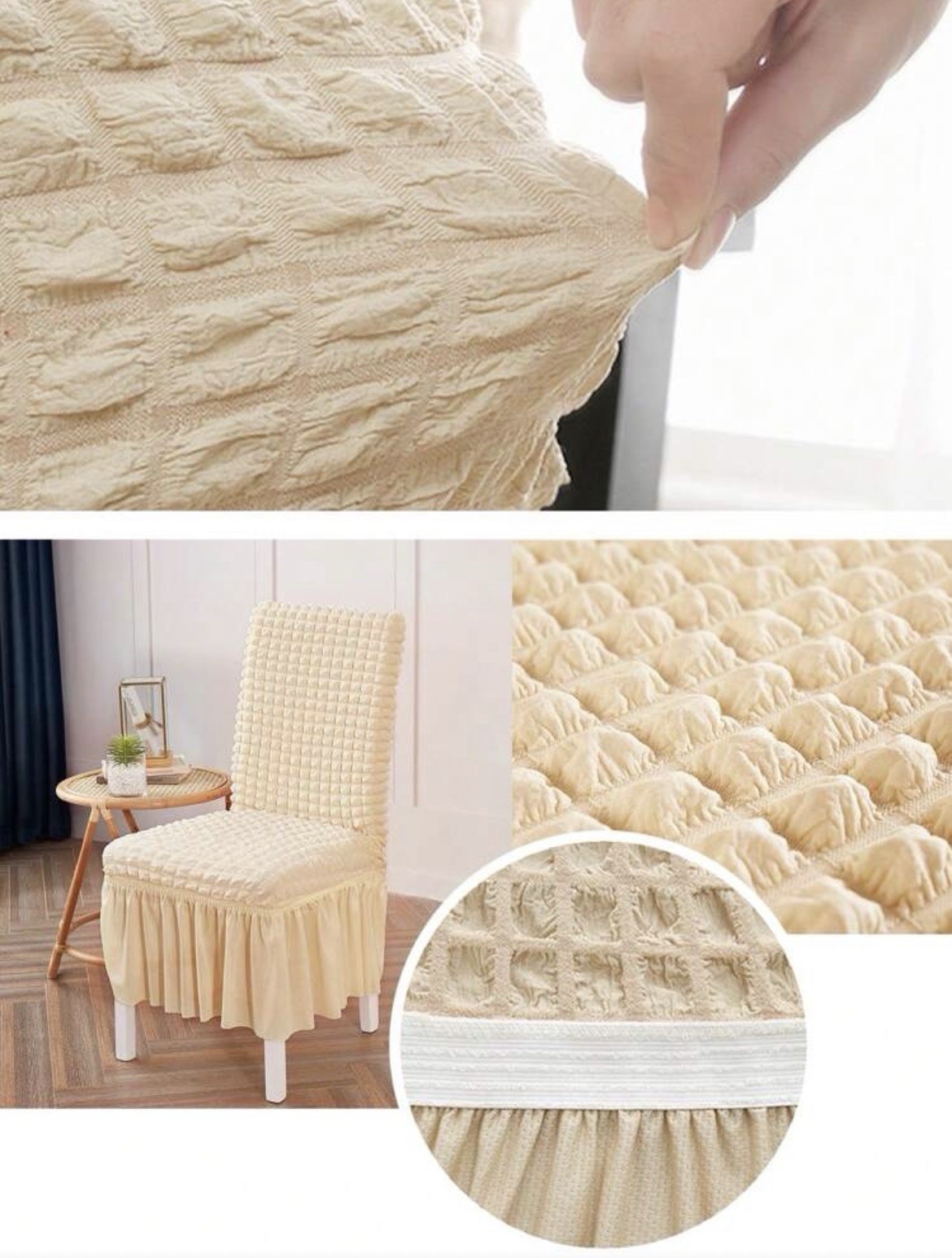 1pc Chair Cover with Elegant Skirt for Dining Room Kitchen Chair Slipcover