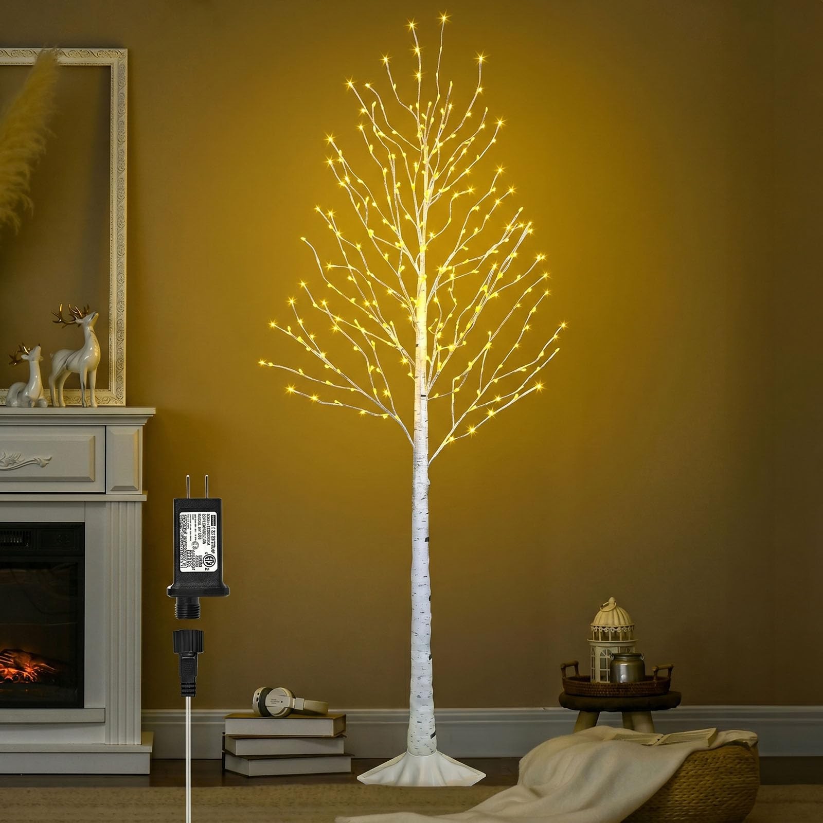 6FT Lighted Twig Birch Tree with Fairy Lights, 260 LED Birch Tree Lights with…