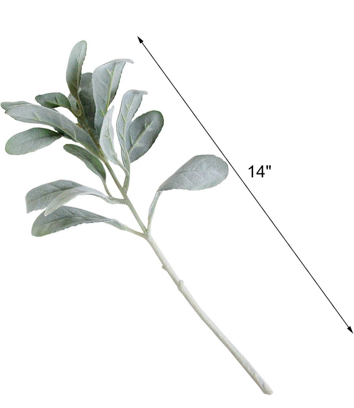 Tinsow Artificial Flocked Lambs Ear Leaves, Silver Lamb’s Ear 20 Pc Stems Floral
