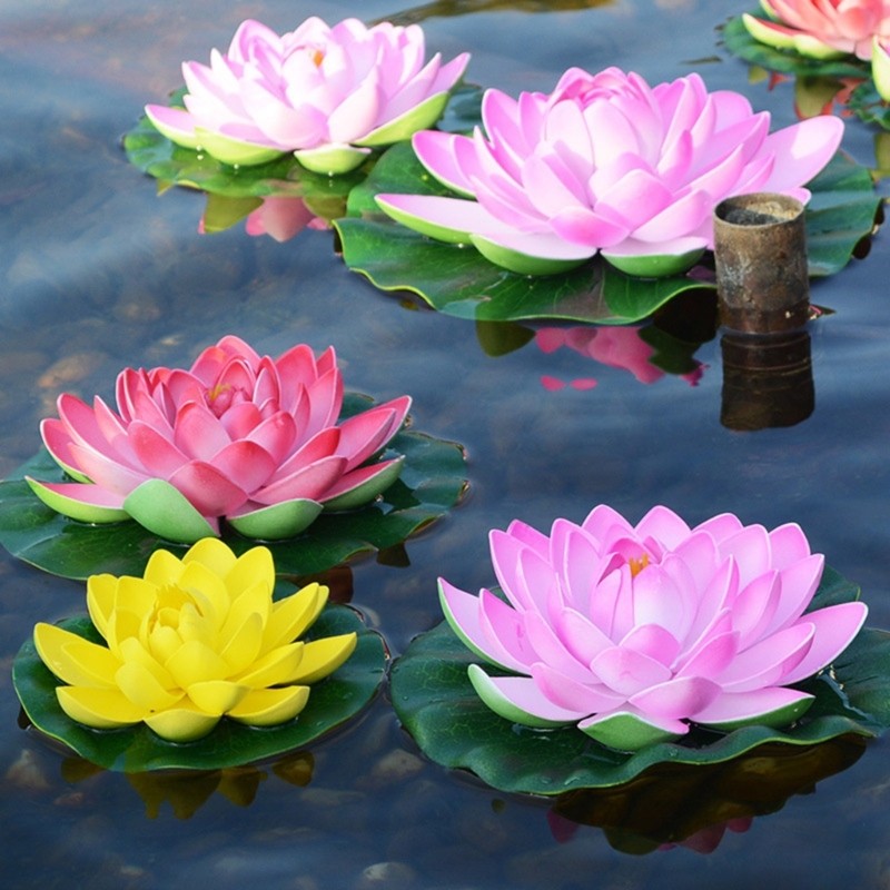 Realistic Water Lilies Flower Portable Flower for Indoor Outdoors Pond Decors