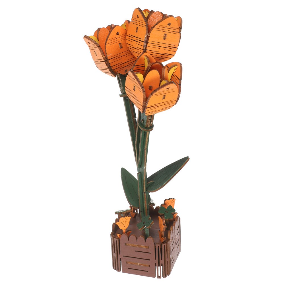3D Wooden Flower Bouquet Building Blocks Set For Crafts Desktop Decor