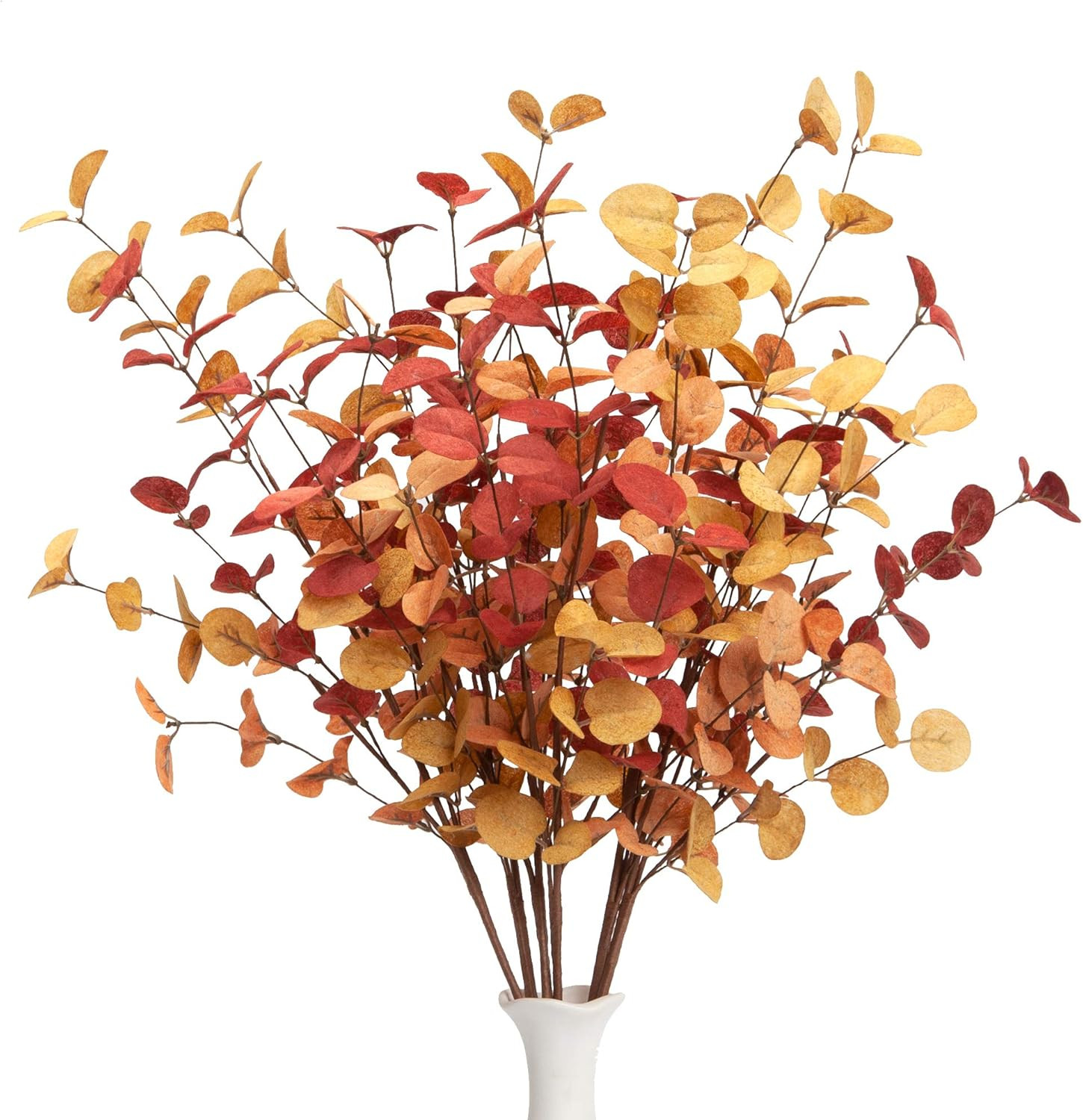 6 Pcs Artificial Eucalyptus Stems Fall Decorations with Fall Eucalyptus Leaves A