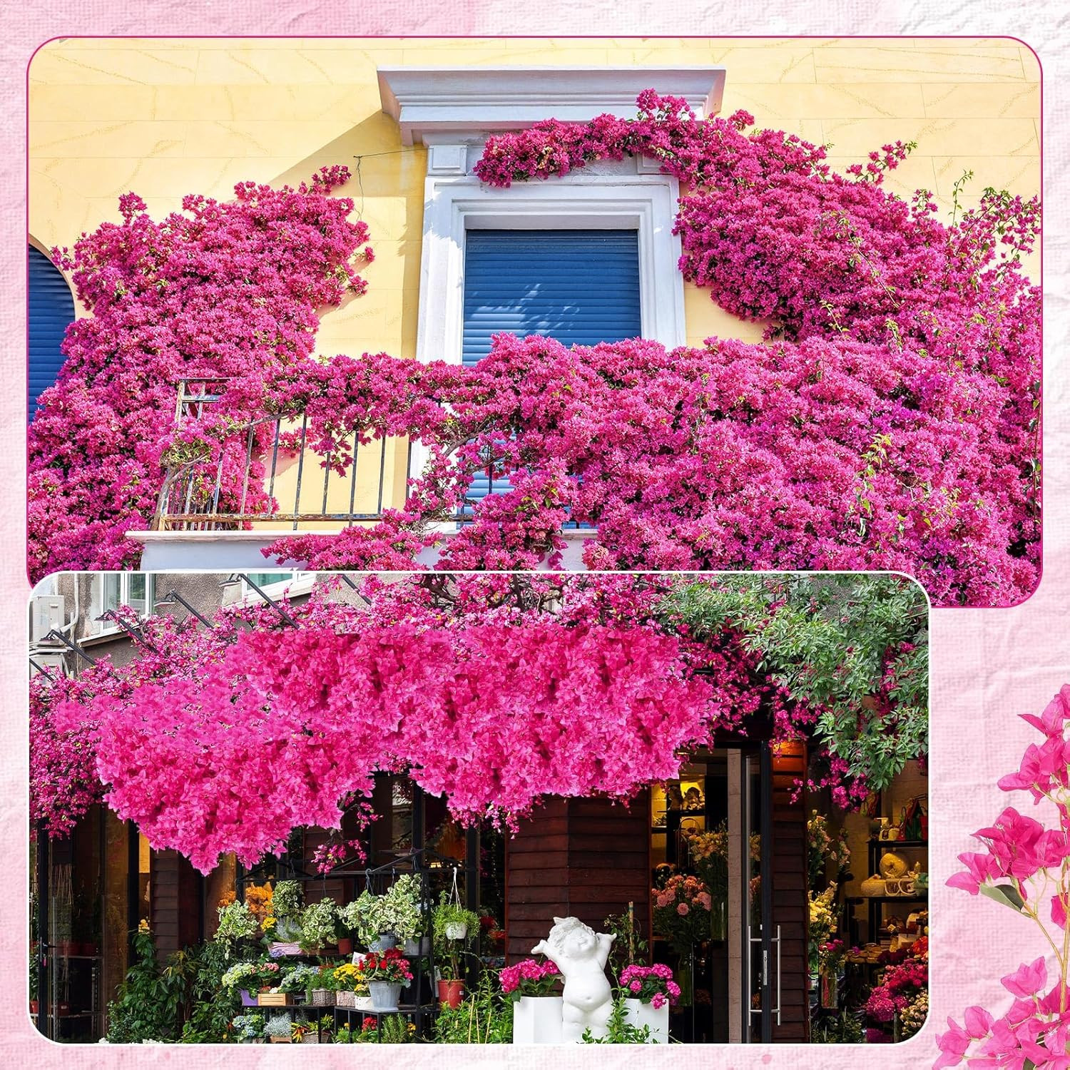 100 Pack Silk Bougainvillea Flowers – Rose Red Long Stem Decor for Events