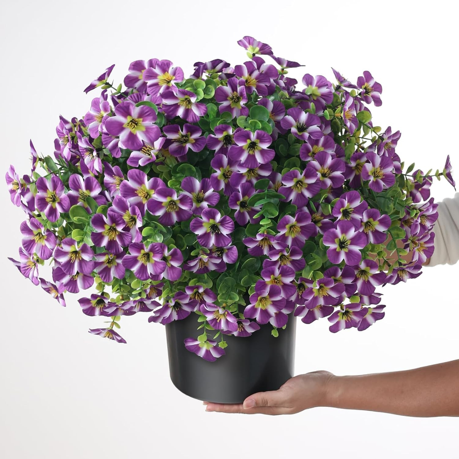 2 Set of Artificial Morning Glory & Eucalyptus Topiary Trees – Faux Silk Flower