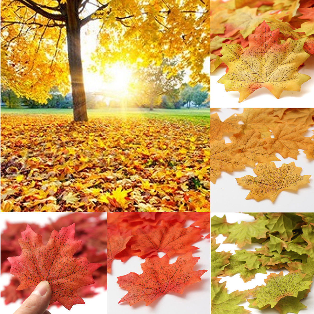 100pcs 6 colors Fall Silk Leaves Wedding Favor Autumn Maple Leaf Decorations