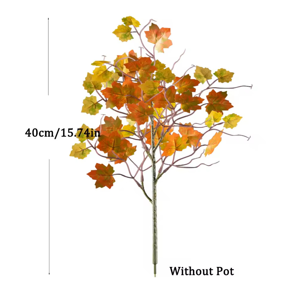 Silk Maple Tree Branch Fake Autumn Leaves Halloween Home Decoration