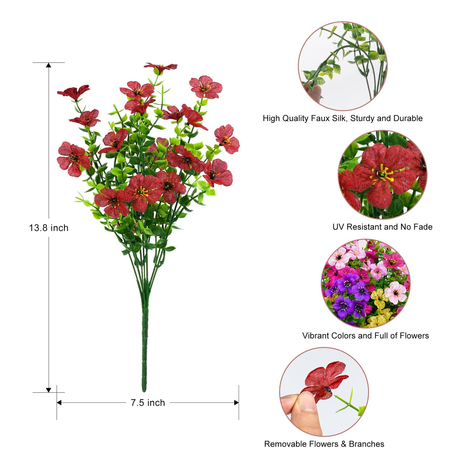 Artificial Faux Flowers Plants for Outdoors Outside Spring Summer Decoration,…