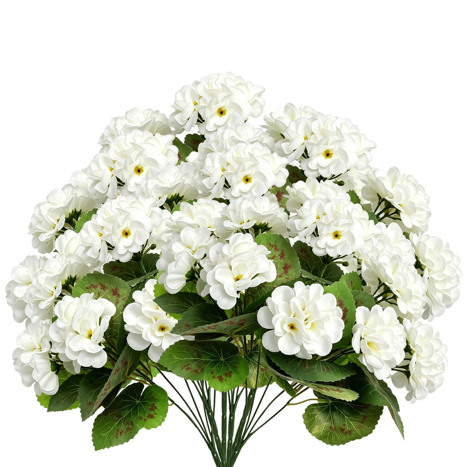 6 Bundles Artificial Geranium White Fake Flowers Simulation Plant Man Made Ge…
