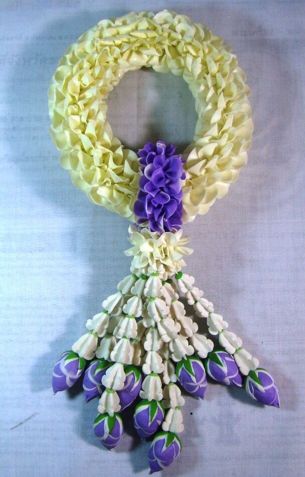 Garland Flower white purple Thai Malai Handcraft Worship souvenir Decor gift New