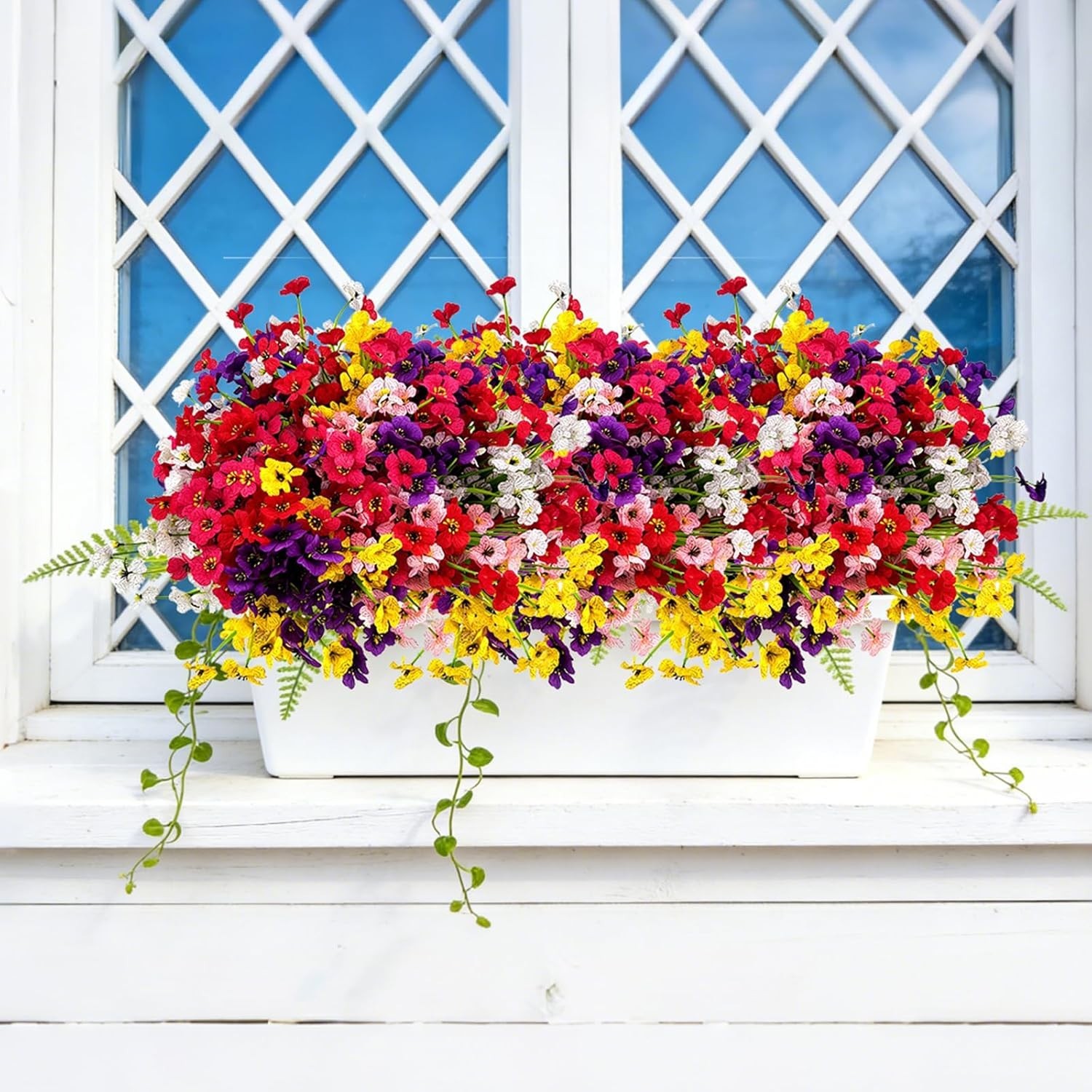 24 Bundles Artificial Flowers for Outdoors Fake Silk Flowers UV Resistant Faux