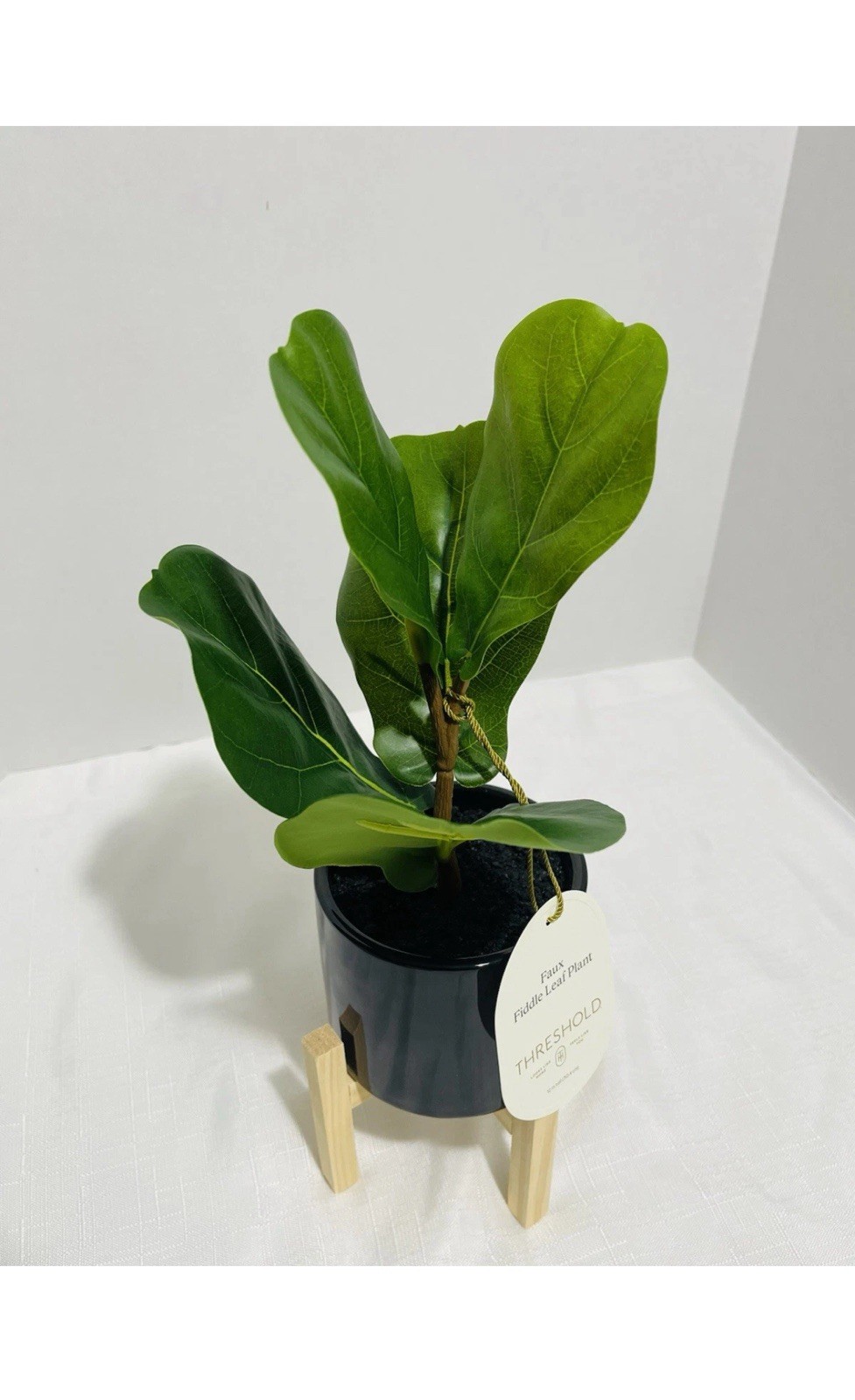 Threshold Artificial Faux Fiddle Leaf Plant in Pot Plant w/stand for Home Decor