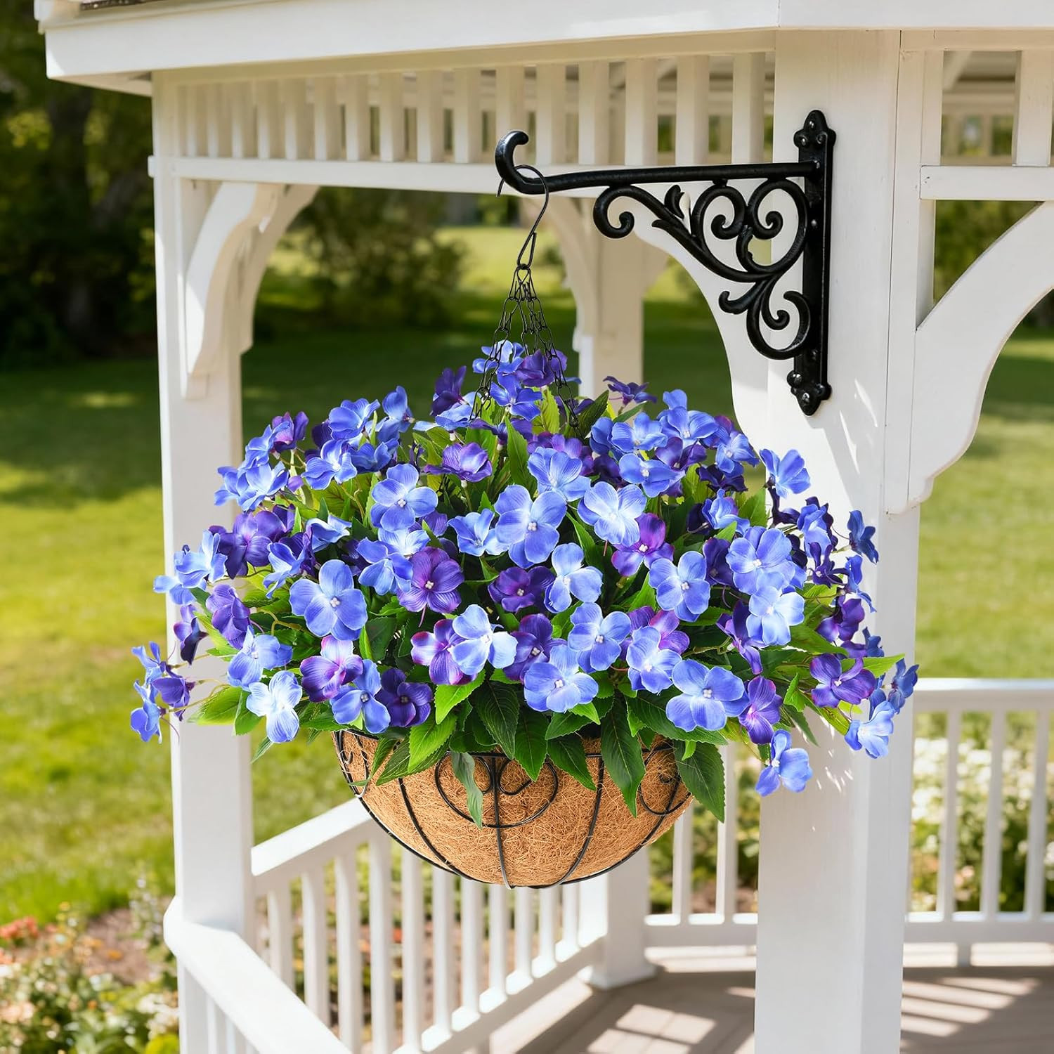 Artificial Impatiens Flowers for Outdoors, 6 Bundles Silk Fake Flowers for Sprin