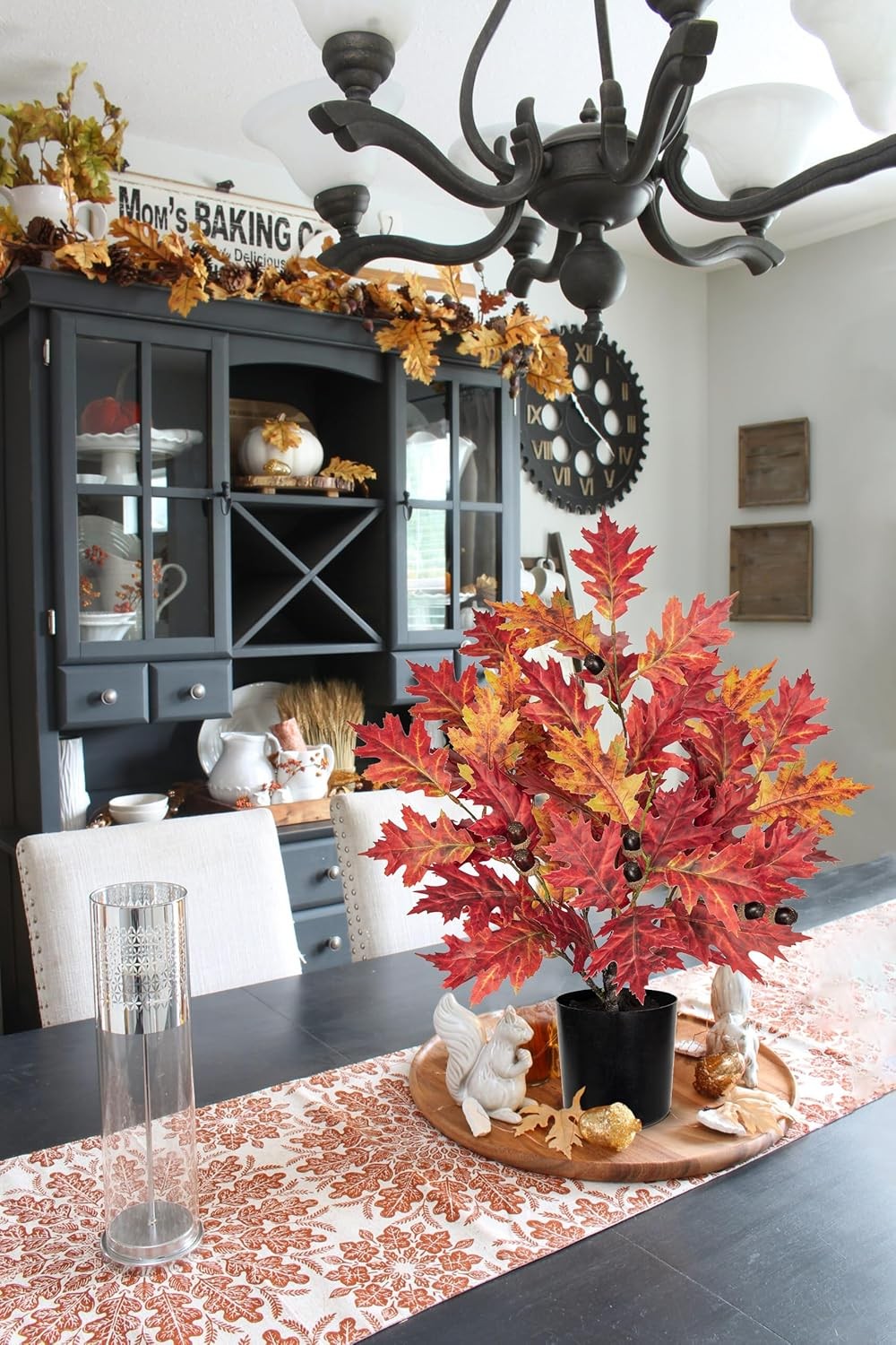 Fall Artificial Maple Tree Potted – 20″ Faux Autumn Leaf with Dark Red