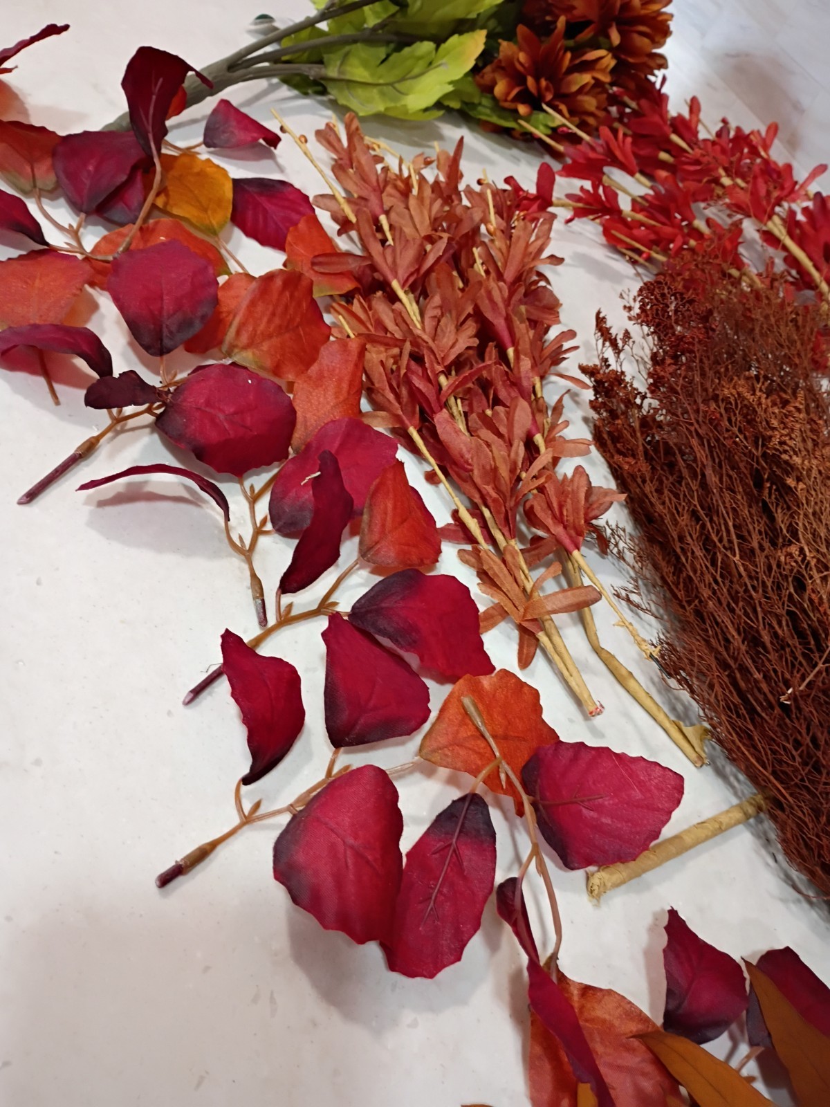 Artificial Stems Picks Flowers; Brown, Orange, Purple