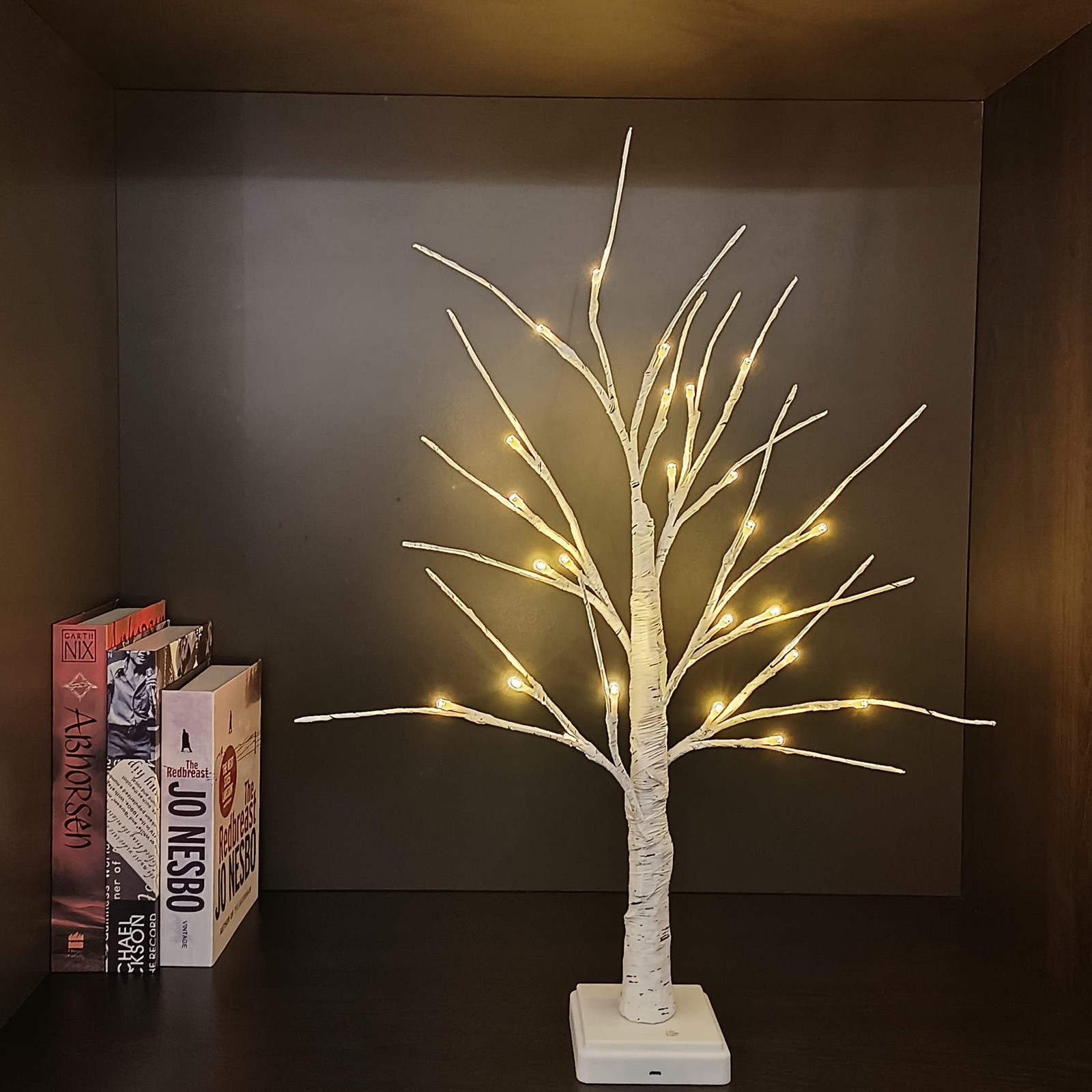 Tree Lamp, 2FT 24LT LAMP, Birch Tree-Warm White, Modern, Metal, Tabletop, Bat…