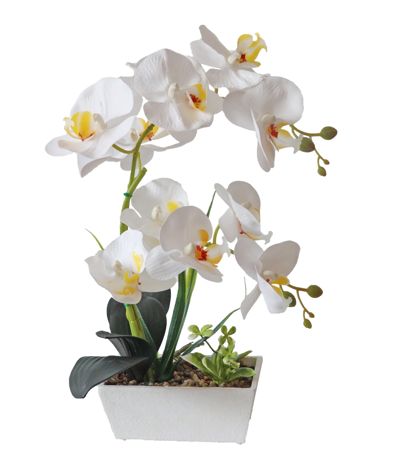 1 PCS Realistic Fake White Phalaenopsis Orchid Artificial Potted Plant Decor